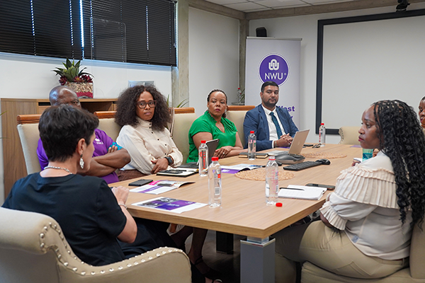 Mr Phenyo Mogamisi, CEO of CIH Venture Capital, Prof. Bismark Tyobeka, NWU principal and vice-chancellor, Prof. Anna Mokgokong, NWU chancellor and founder and group chairperson of Community Investment Holdings (CIH), and Mr Duncan Raftesath, CEO of NWU Enterprise
